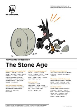 Preview of Narrative Writing Activity: 100 vocabulary words about The Stone Age