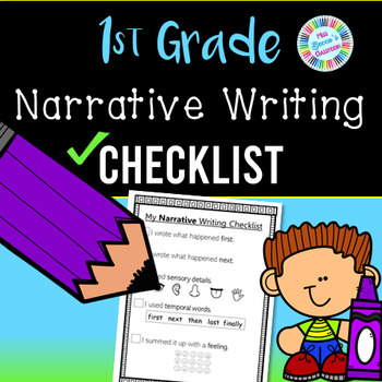 Preview of 1st Grade Narrative Checklist: writing standards-aligned - PDF and digital!!