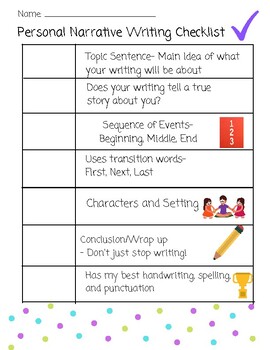 Narrative Writing Checklist by Amanda Pacheco | Teachers Pay Teachers