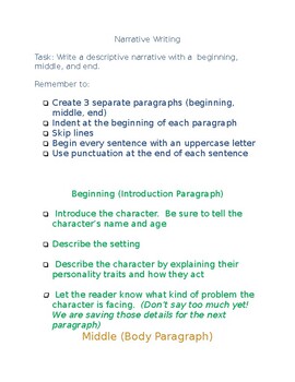 Narrative Writing Checklist by Karen Sciacca | TPT