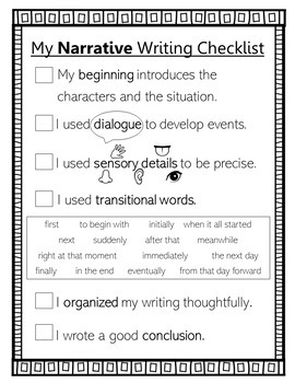 6th grade narrative writing checklist