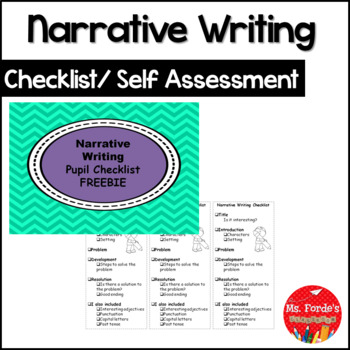 Preview of Narrative Writing Checklist/Self Assessment FREEBIE