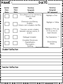 Narrative Writing Checklist by Teaching With Sugar and Spice | TpT