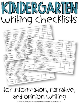 Narrative Writing Checklist, Kindergarten by Miss M's Reading Resources