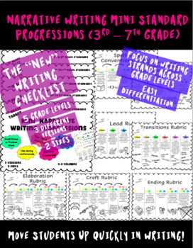 Preview of Narrative Writing Checklist Mini Progressions Bundle