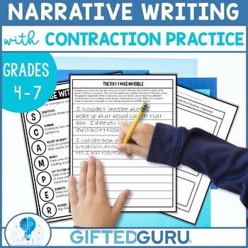 Preview of Narrative Writing Contractions SCAMPER Upper Elementary Middle School