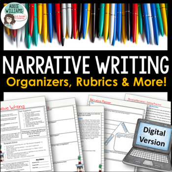 Preview of Narrative Writing - Digital Version - Organizers, Examples, & Rubrics