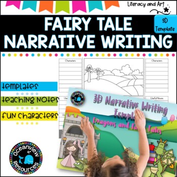 Preview of Narrative Writing -Dragons and Fairy Tales 3D template lapbook