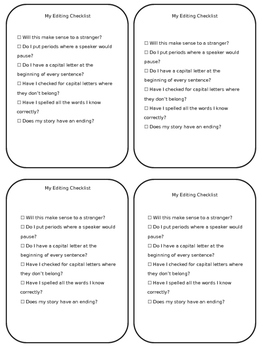 Preview of Narrative Writing Editing Checklist - EDITABLE