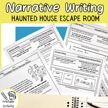 Preview of Narrative Writing Escape Room - Haunted House Themed Story & Puzzles