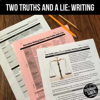 Preview of Narrative Writing Game for Teens: “Two Truths and a Lie”