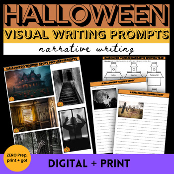 Preview of Narrative Writing Halloween Themed Creepy Visual Narrative Writing Prompts