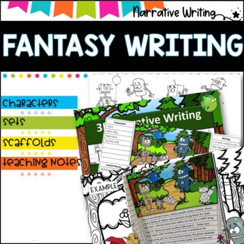 Preview of Narrative Writing Unit | Writing Activities | Fantasy Stories l 3D lapbook