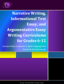 Preview of Narrative Writing, Informational Text and Argumentative Essay Curriculum