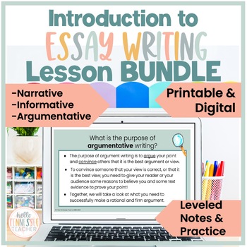Preview of Narrative Writing, Informational Writing, Argumentative Writing Lesson BUNDLE