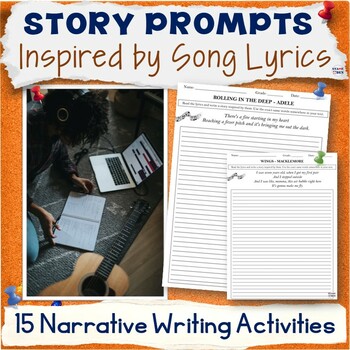 Preview of Music Short Story Prompts - Narrative Writing Inspired by Song Lyrics Activities