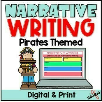 Preview of Narrative Writing Lesson Activities Pirate Themed for 2nd 3rd Grade