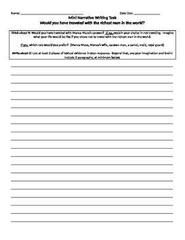 Narrative Writing Mini Task- SS integration by Nelson Reads | TPT