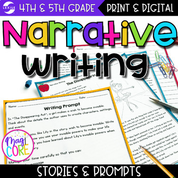 Preview of Narrative Writing Passages & Prompts with Lexile Levels - 4th & 5th Grade