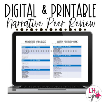 Preview of Narrative Writing Peer Review | Rubric | Distance Learning