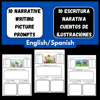 Preview of Narrative Writing Picture Prompts/Escritura Narrativa Cuentos de Ilustraciones