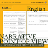 Narrative Writing Point of View - Definition Sheet & Compr