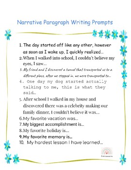 Narrative Writing Prompts by IlluminateThis | TPT