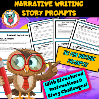 Preview of Narrative Writing Prompts Activity - Creative Story Starters - 50 Tasks
