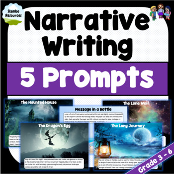 Preview of Grade 3, 4, 5 & 6 Narrative Writing Prompts | NO PREP | #hotdeals
