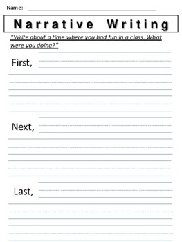 Narrative Writing Prompts - First, Next, Last by The Bilingual Hut