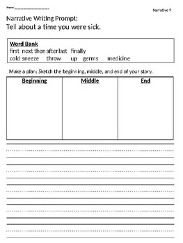Preview of EDITABLE Narrative Writing Prompts K-2 (15 included)