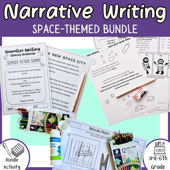 Preview of Space & Science Fiction Creative Writing & Reading Activity Bundle 3rd-6th Grade