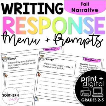 Preview of Narrative Writing Response Menu and Prompts | Fall