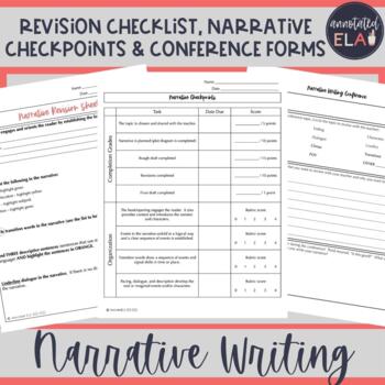 Preview of Narrative Writing Revision Checklist, Conference Forms, Checkpoints 