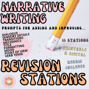 Preview of Narrative Writing Revision Stations | Editing & Revising | Customizable