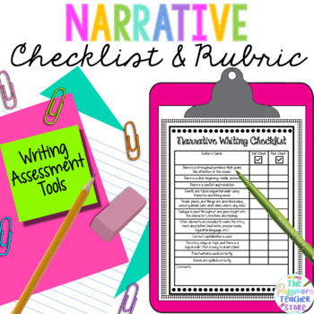 Preview of Narrative Writing Rubric & Checklist Assessment Tool | Narrative Story Essay