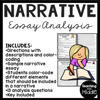 Preview of Narrative Writing Sample Worksheet for Analysis Example