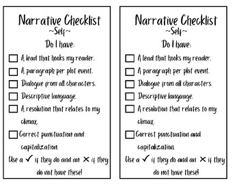 Preview of Narrative Writing Self-Checklist
