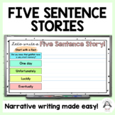 Narrative Writing Structure Five Sentence Stories