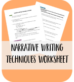 Narrative Writing Techniques Worksheet