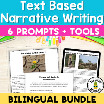 Preview of Narrative Writing Text Based Prompts Test Prep Performance Task Bilingual Bundle