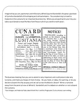 Preview of Narrative Writing - The Lusitania