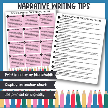 Preview of Narrative Writing Tips | Writing Instruction | Student Friendly Guided Writing