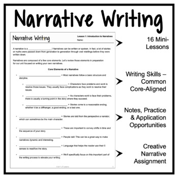 Narrative Writing Unit: 16 Mini-Lessons to Master Narratives in Grades 5-8