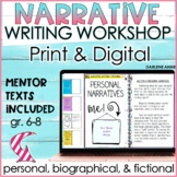 Narrative Writing Workshop for Middle School ELA PRINT & DIGITAL 