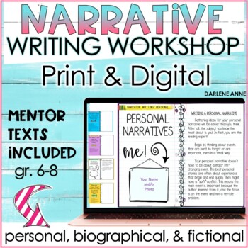 Preview of Narrative Writing Unit - Personal & Fictional Narrative - PRINT & DIGITAL