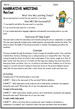 Preview of Narrative Writing, Write The Main Event - Independent Learning