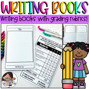 Preview of Narrative and Story Writing Books With Grading Rubrics | English & Spanish