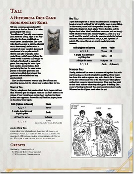 Preview of Rules for Tali (Ancient Roman Game)
