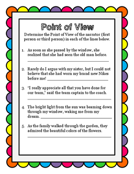 narrator point of view worksheet